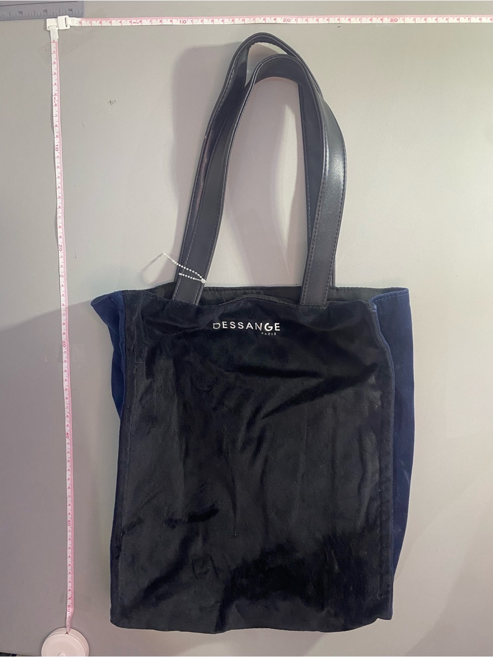 Dessange Paris Velvet Tote Bag in Black and Navy Rare